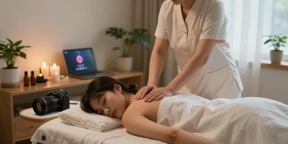 Professional 성남출장마사지 being performed in a serene environment with calming decor and soothing atmosphere.