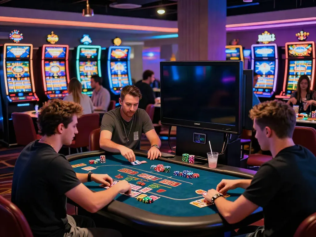 Players enjoying games at a vibrant casino not on Gamstop UK.