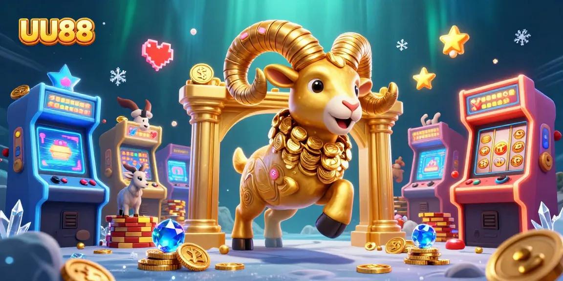 Experience thrilling gaming action at UU88 with vibrant 3D casino symbols and characters.
