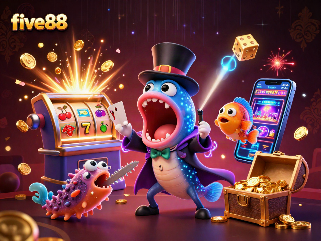 Experience thrilling gameplay at five88 with dazzling casino elements and whimsical characters.