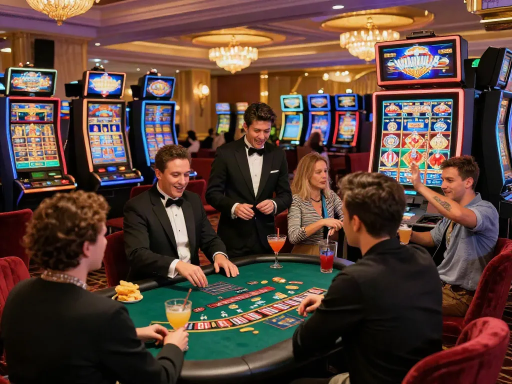 Players enjoying lively games at a casino not on gamstop uk, highlighting excitement and social interaction.