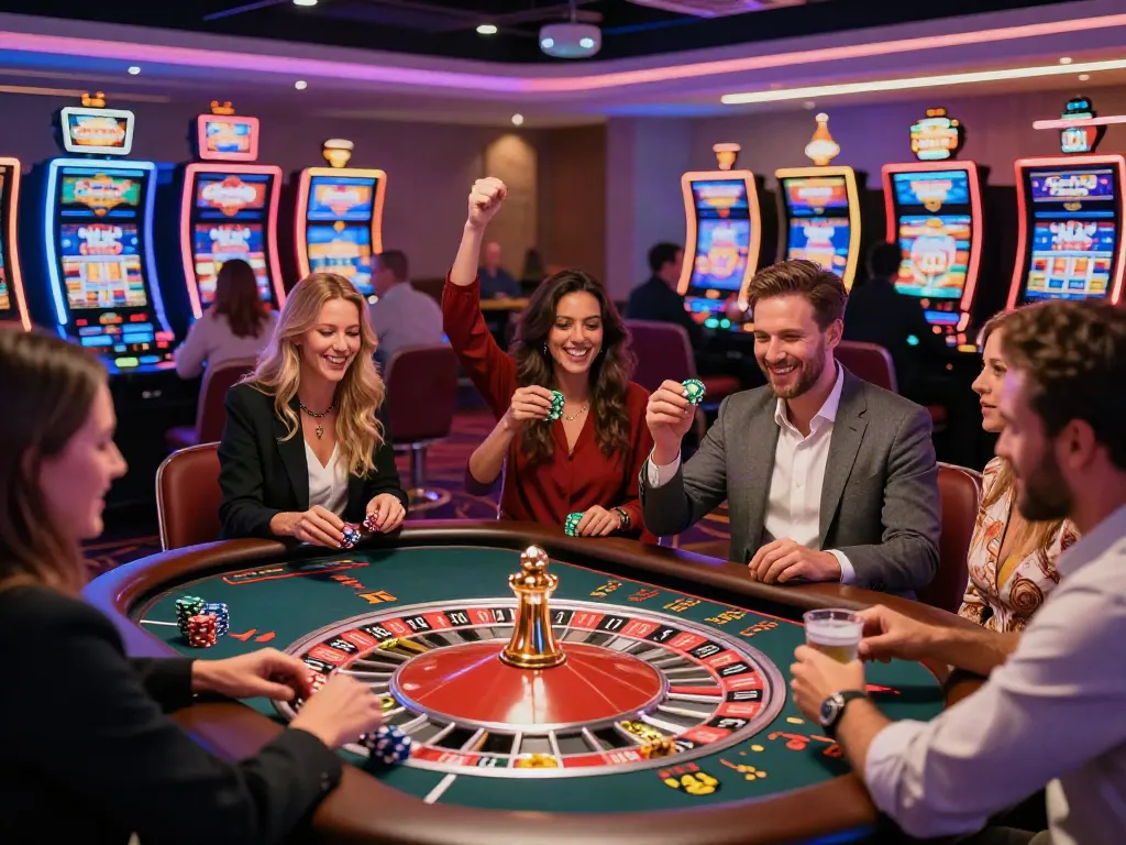 Exciting casino atmosphere with players enjoying games at a casino not on gamstop uk.