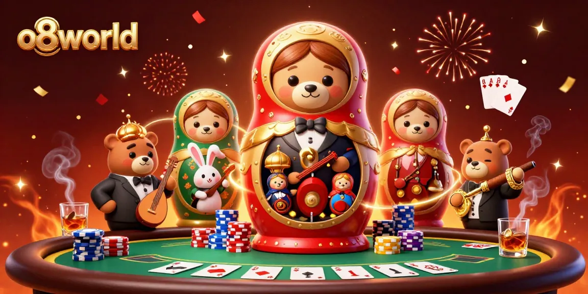 Experience the lively o8world casino scene with colorful characters and gaming excitement.