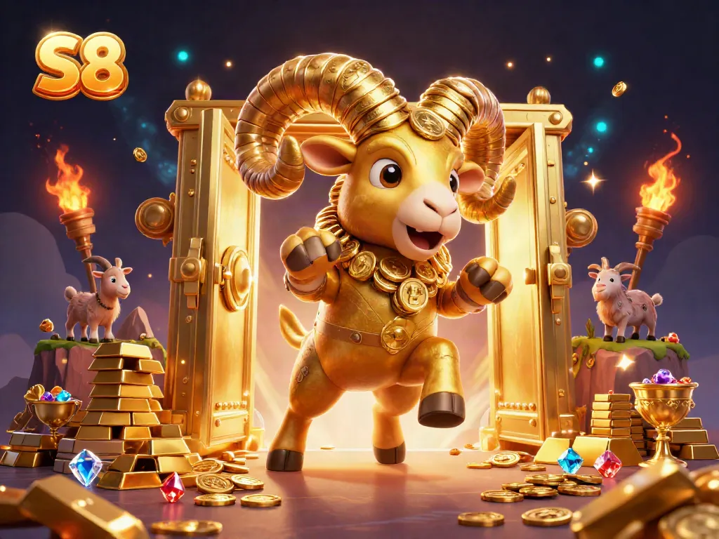 Experience the excitement of S8 with a dynamic casino scene featuring vibrant characters and treasures.