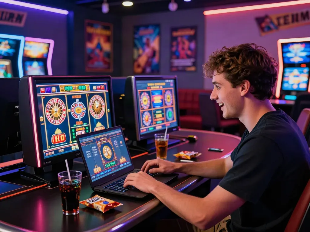 Engaging scene of a player at a casino not on gamstop uk enjoying online games.
