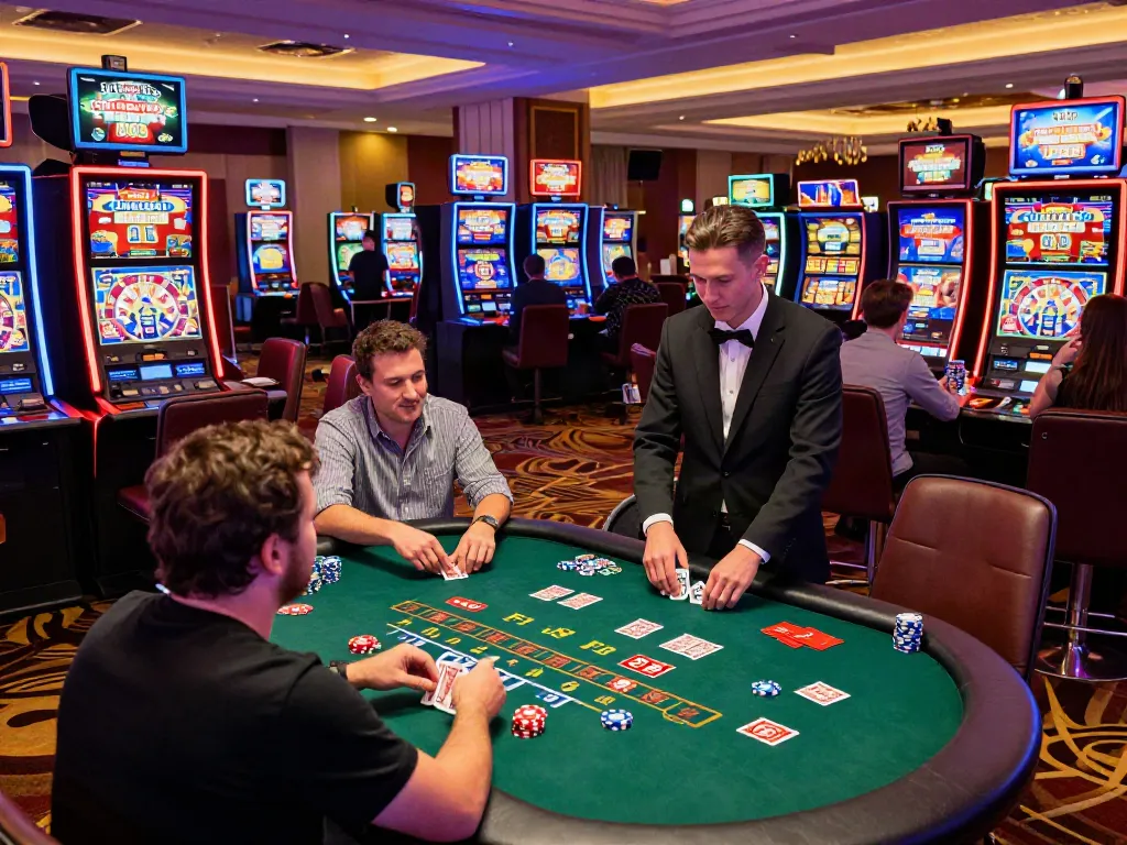 casino not on gamstop uk excitement with players at gaming tables