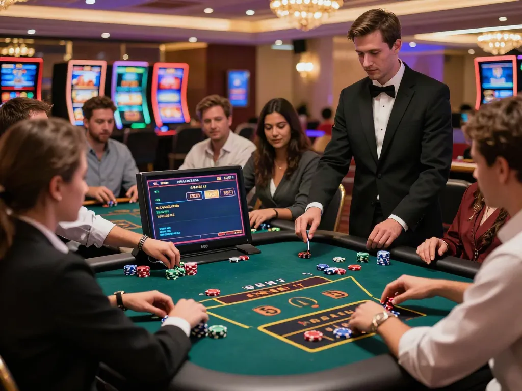 Dynamic casino not on gamstop uk scene with players enjoying games and vibrant atmosphere.