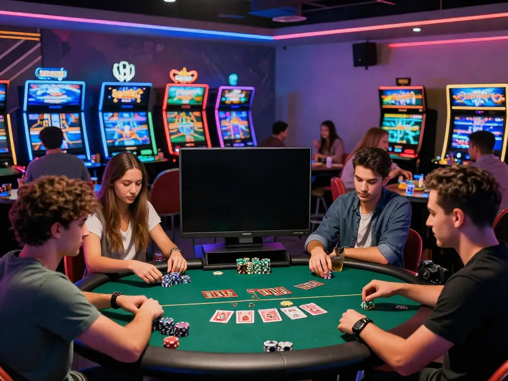 Casinos in a vibrant lounge environment focusing on casino not on gamstop uk experience.