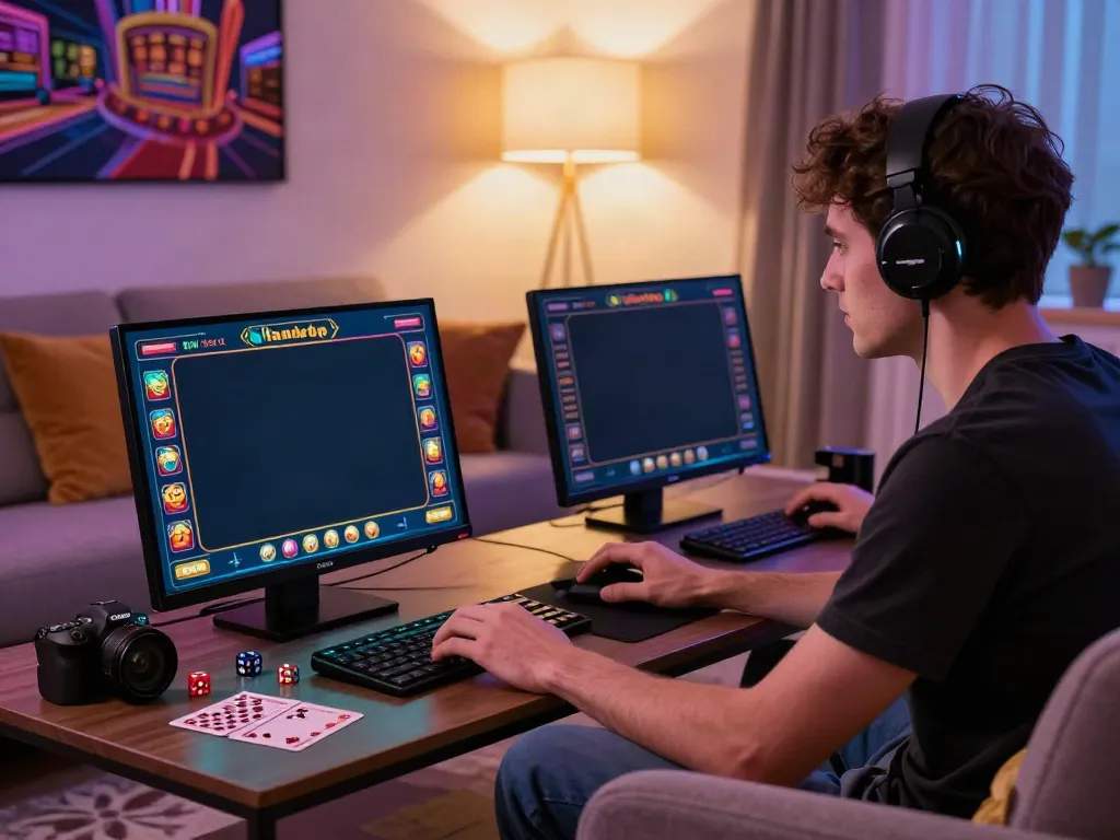Experience the excitement of casinos not on GamStop UK in a cozy gaming setup.
